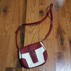 🚀DKNY Y2K vintage dark red & cream purse